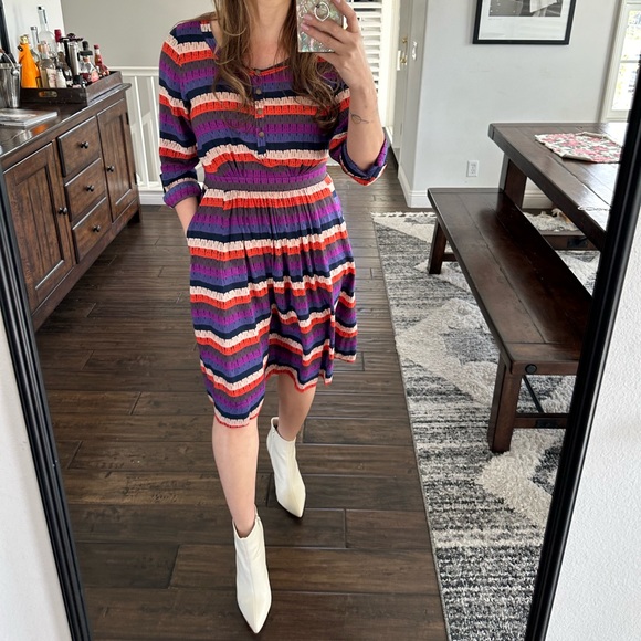 Anthropology Stripped Midi Dress Size 8 - Picture 3 of 15